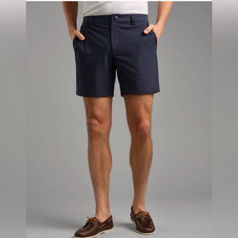 RHONE Men's Flat Front Navy Shorts